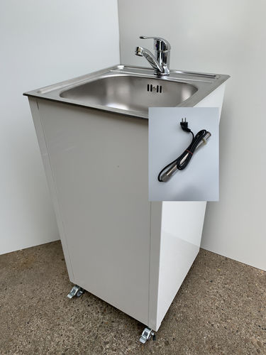 Model Fehmarn - Weiss Mobiles Handwaschbecken Spülbecken Warmwasser berührungslos mit **SENSOR**