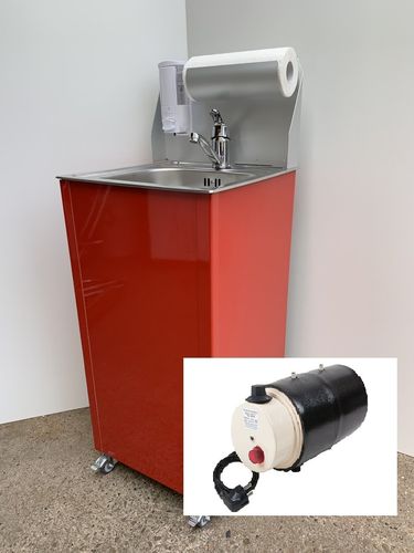 Model Fehmarn - Rot Handwaschbecken mit Papierrollenhalter 3 Liter Boiler