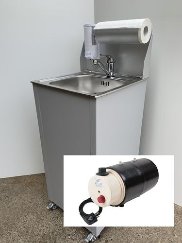 Model Fehmarn - grau Handwaschbecken Papierrollenhalter 3 Liter Boiler