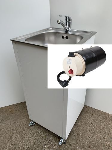 Model Fehmarn - Weiss Mobiles Handwaschbecken Spülbecken 3 Liter Boiler